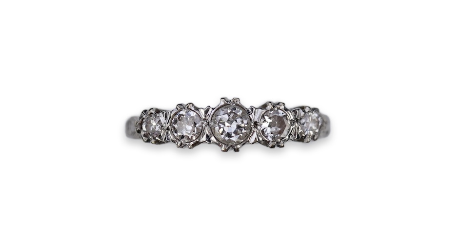 A diamond five-stone ring